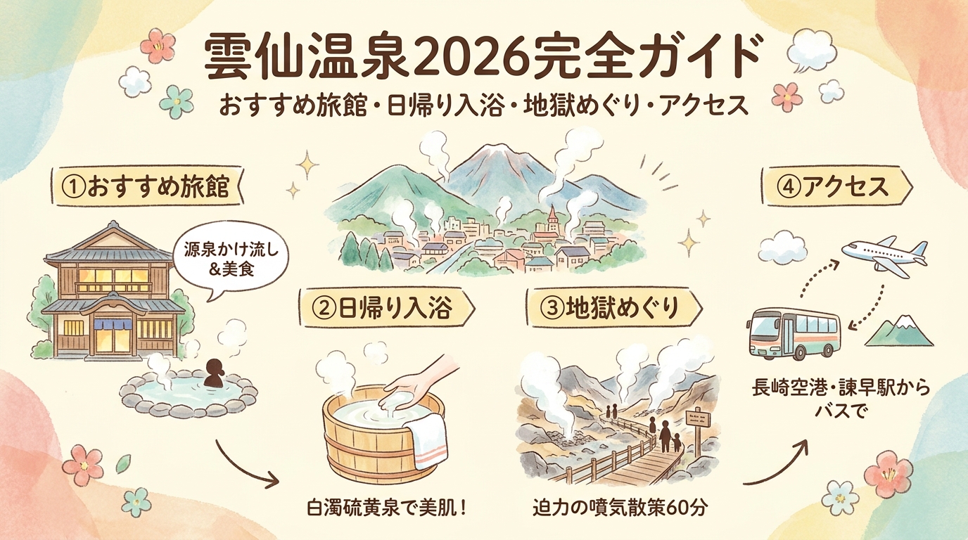 雲仙温泉2026完全ガイド おすすめ旅館・日帰り入浴・地獄めぐり・アクセスなど