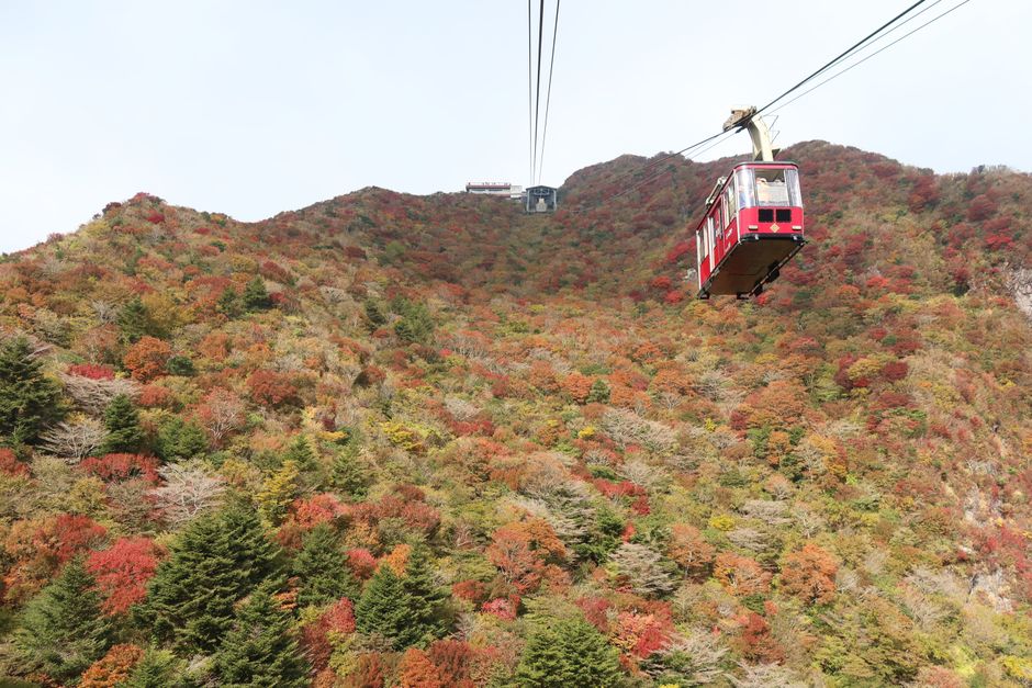 九州の日帰り温泉 雲仙温泉の紅葉と雲仙ロープウェイ(長崎県)